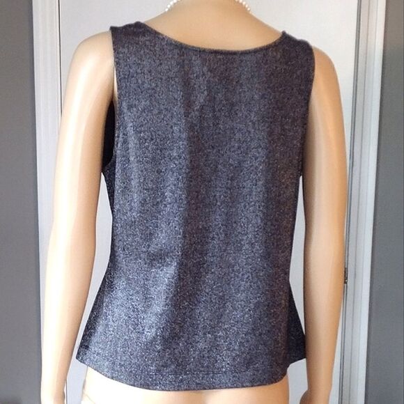 Cabernet Women's Size XL Sparkly Nylon Metallic Dark Silver Tank Top - Picture 2 of 9